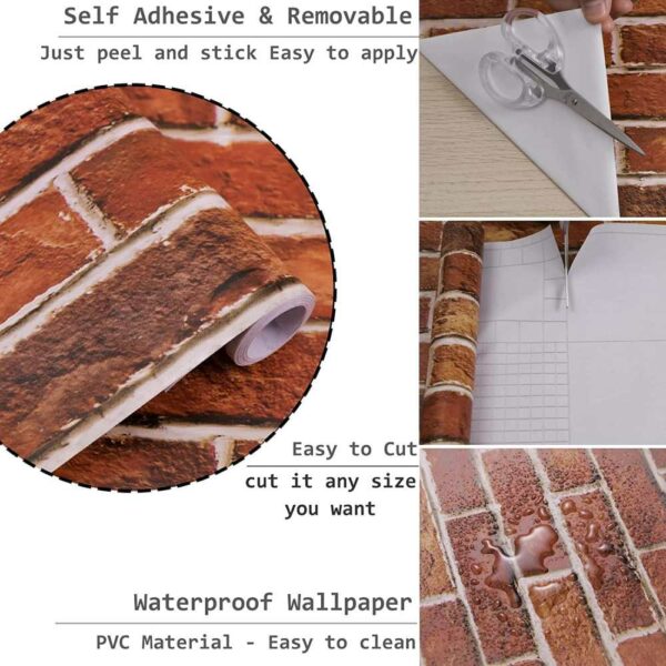 self adhesive vinyl brick wallpaper